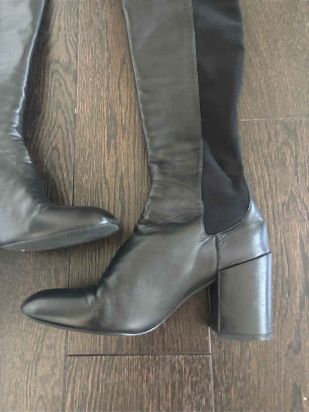 Black Over-the-Knee Block Heel Boots